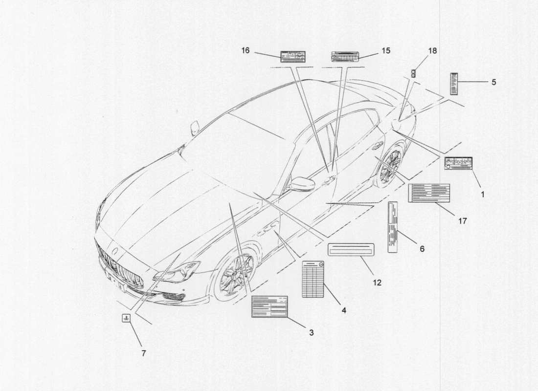 un diagrama de piezas del Maserati QTP. V6 3.0 TDS 275bhp 2017 catálogo de piezas