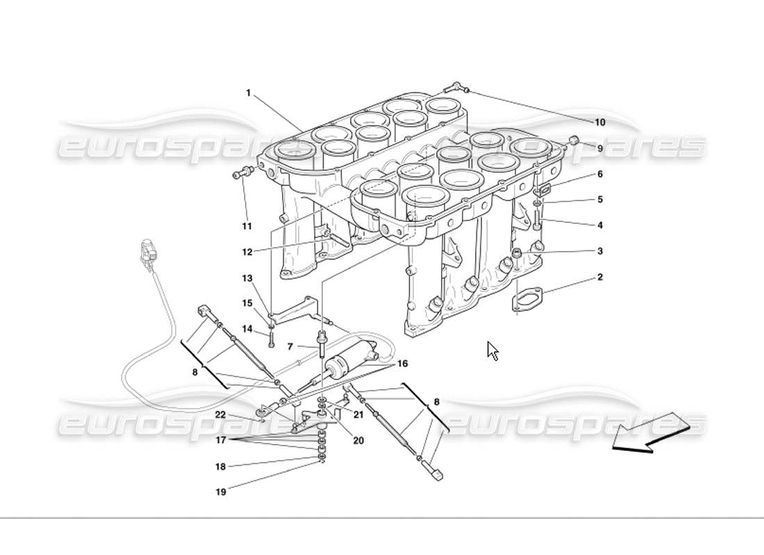 un diagrama de piezas del catálogo de piezas de Ferrari 360 Módena