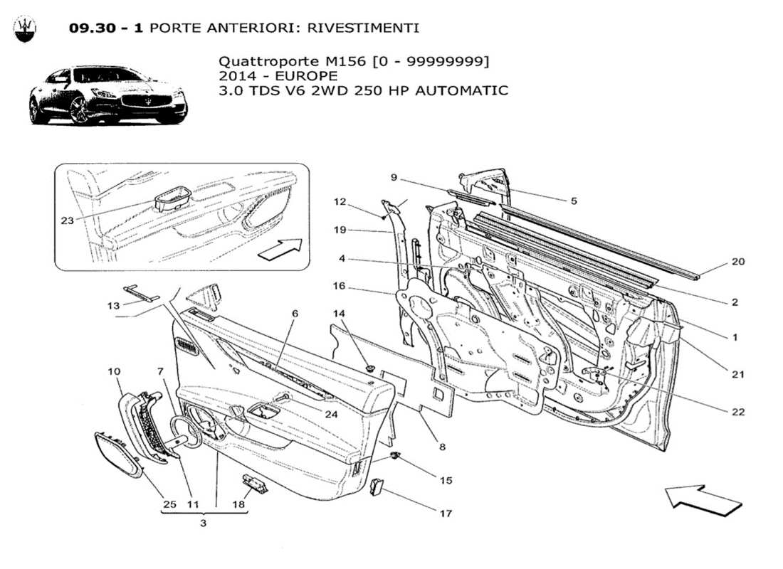un diagrama de piezas del catálogo de piezas maserati qtp. v6 3.0 tds 250bhp 2014