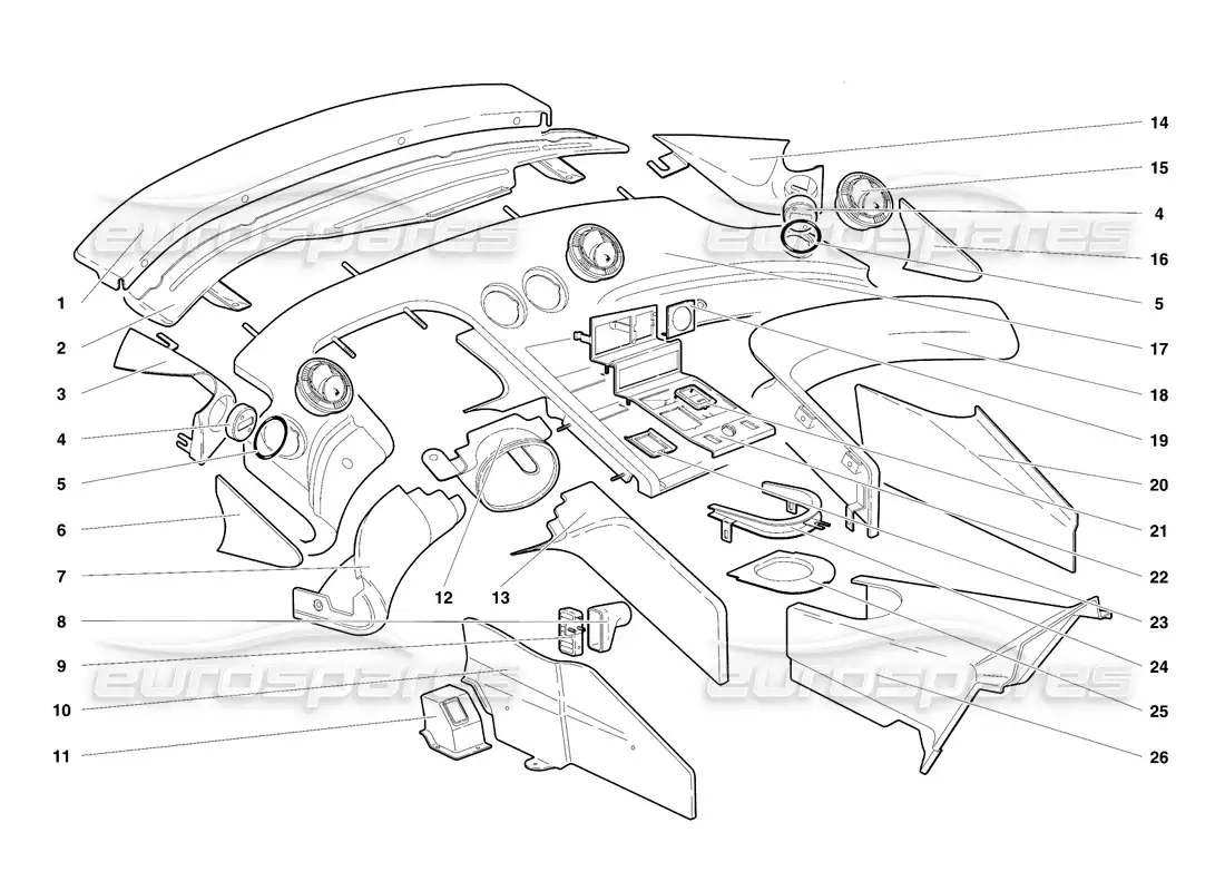 un diagrama de piezas del catálogo de piezas lamborghini diablo