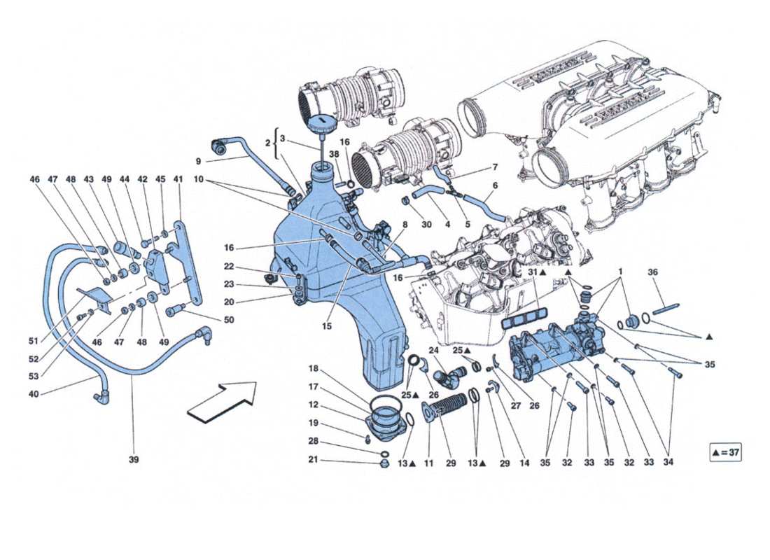 un diagrama de piezas del catálogo de piezas del Ferrari 458 Challenge