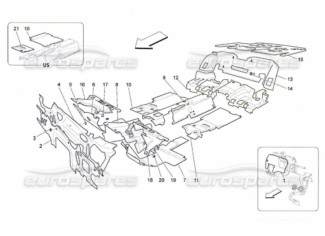 un diagrama de piezas del catálogo de piezas maserati qtp. (2010) 4.7