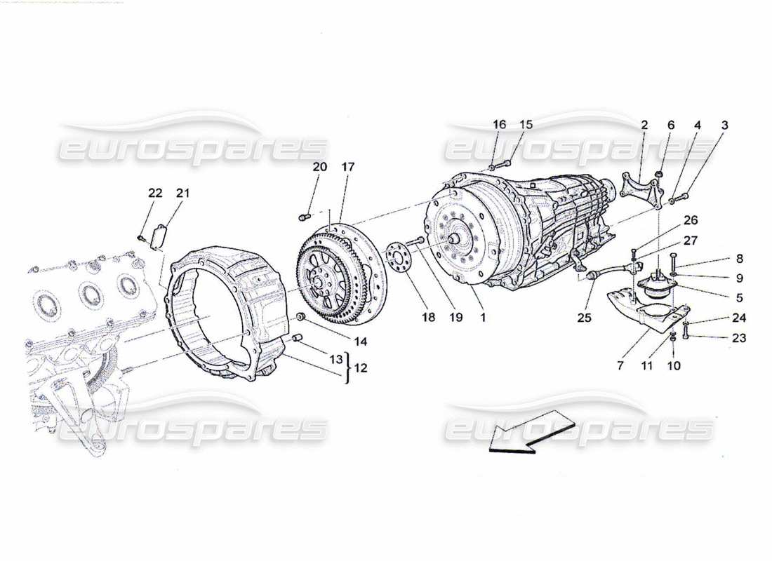 un diagrama de piezas del catálogo de piezas maserati qtp. (2010) 4.7