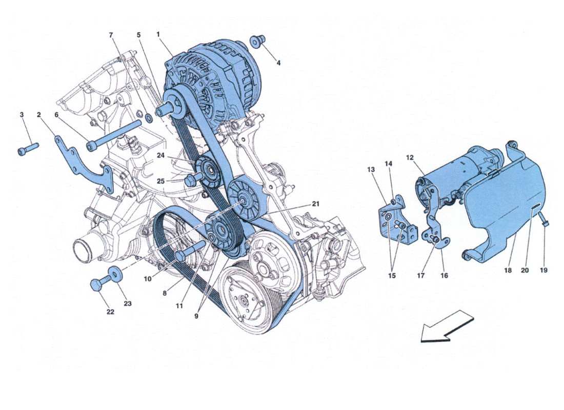 un diagrama de piezas del catálogo de piezas del Ferrari 458 Challenge