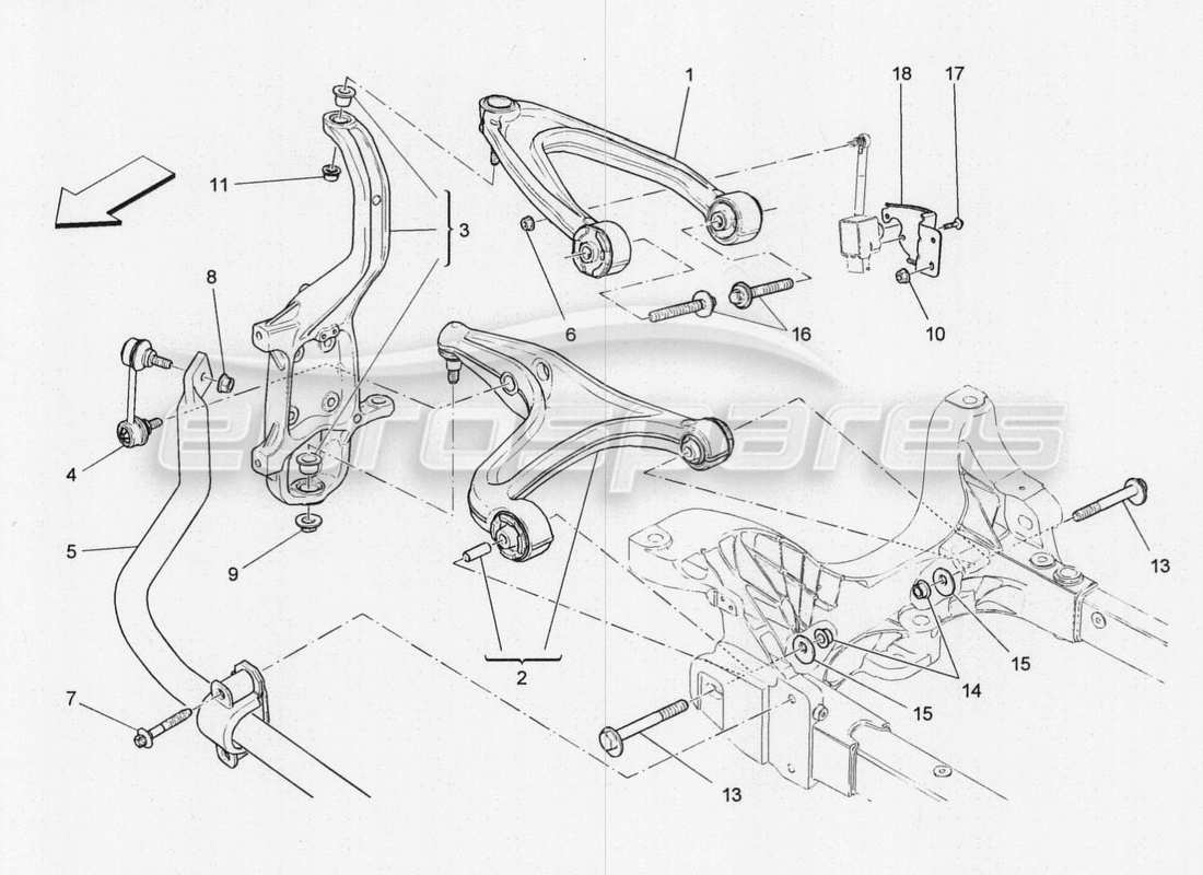 un diagrama de piezas del catálogo de piezas maserati qtp. v8 3.8 530bhp 2014 auto