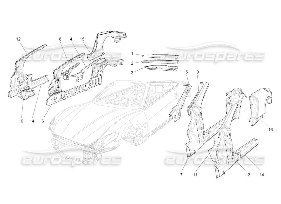 un diagrama de piezas del catálogo de piezas maserati grancabrio (2010) 4.7