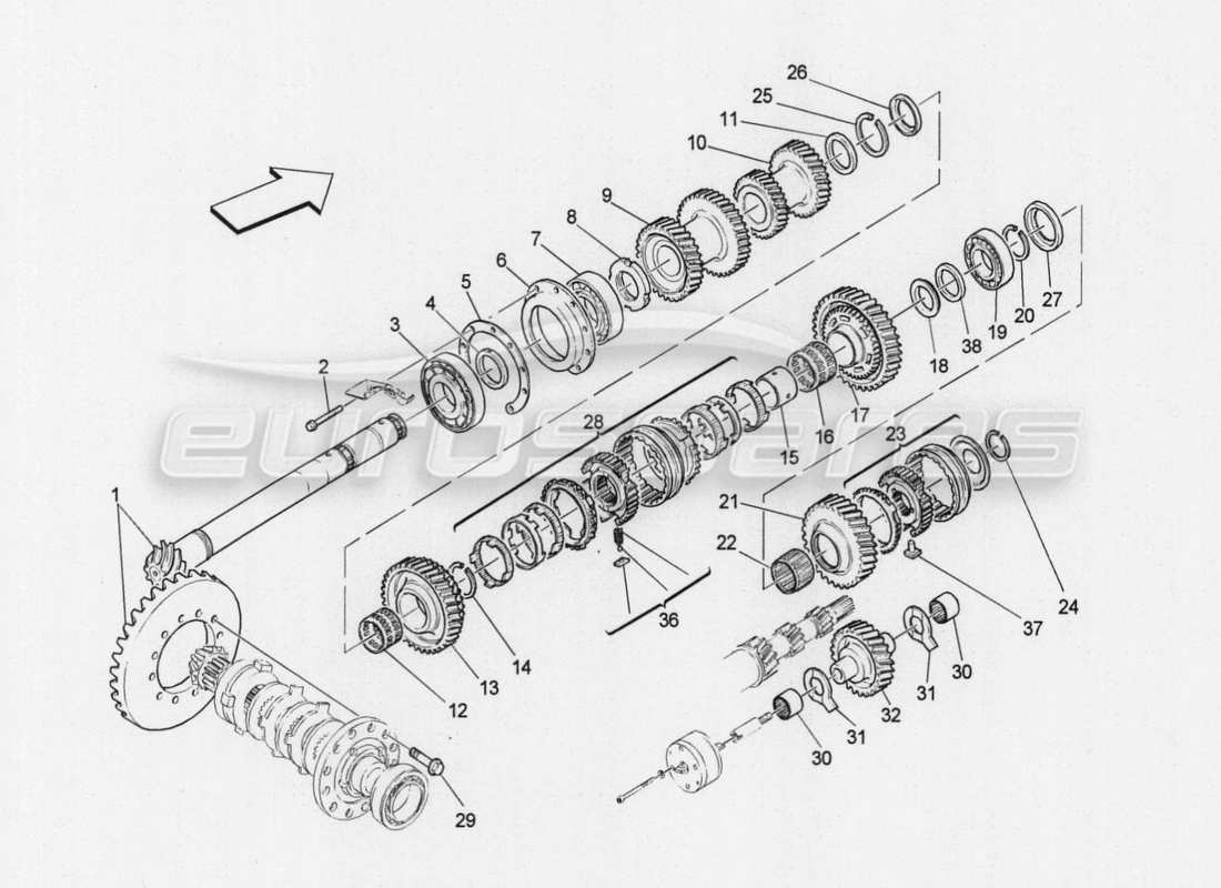 un diagrama de piezas del catálogo de piezas de edición especial Maserati ​​GranTurismo
