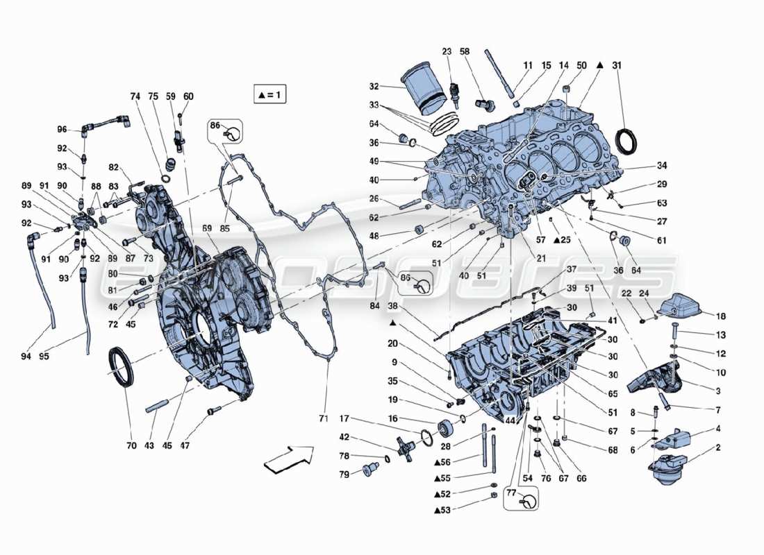 un diagrama de piezas del catálogo de piezas del Ferrari 488 Challenge
