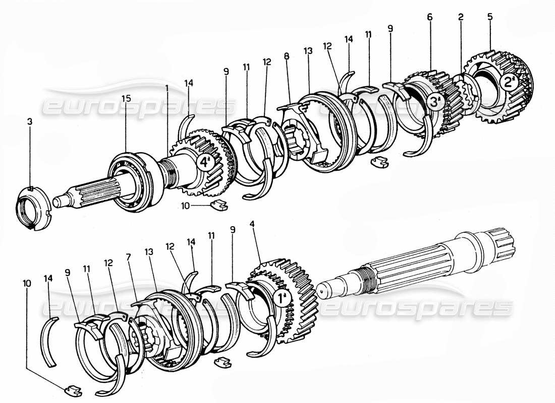 un diagrama de piezas del catálogo de piezas Ferrari 365 GTC4 (mecánicas)