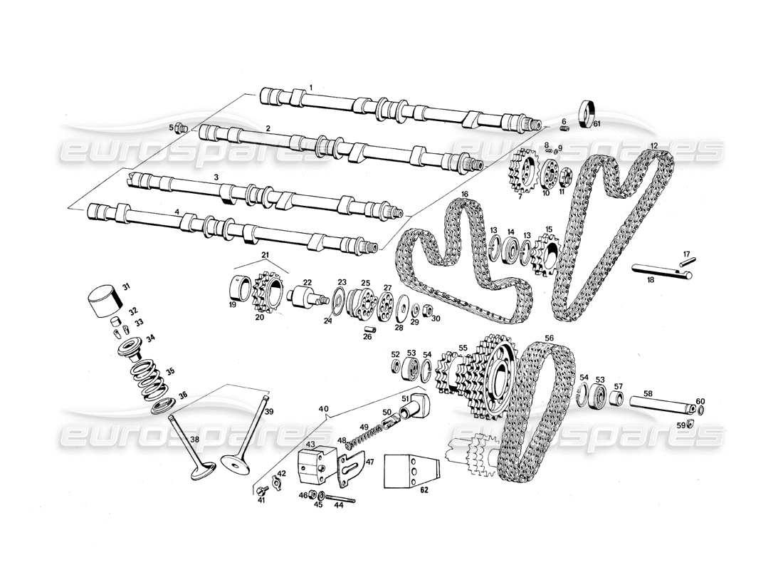 un diagrama de piezas del catálogo de piezas maserati qtp.v8 4.9 (s3) 1979