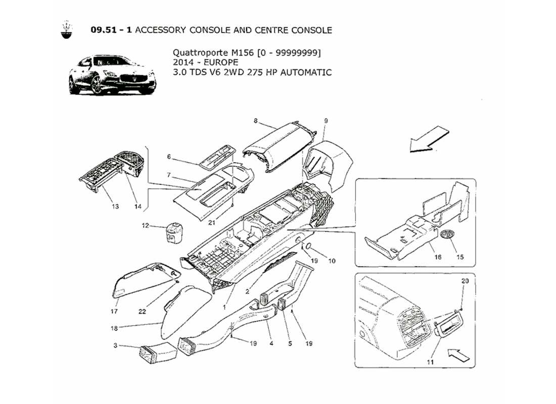 un diagrama de piezas del catálogo de piezas maserati qtp. v6 3.0 tds 275bhp 2014