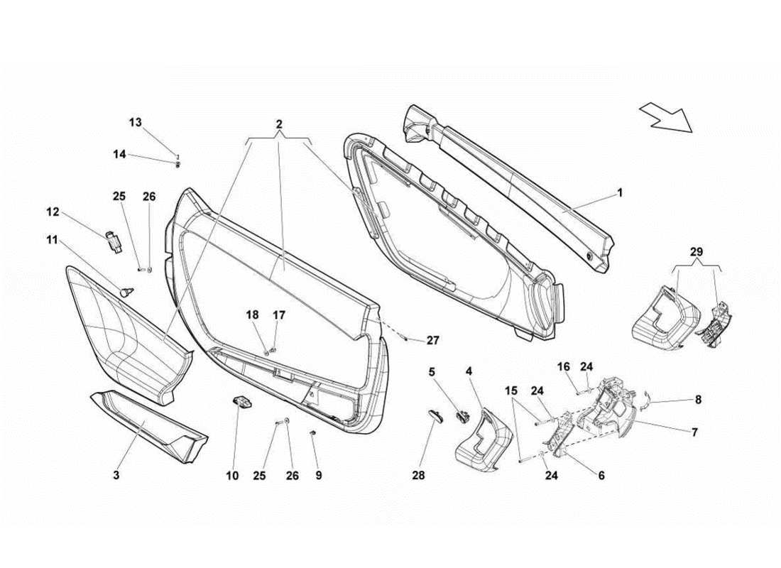 un diagrama de piezas del catálogo de piezas de actualización Lamborghini Gallardo LP560-4s