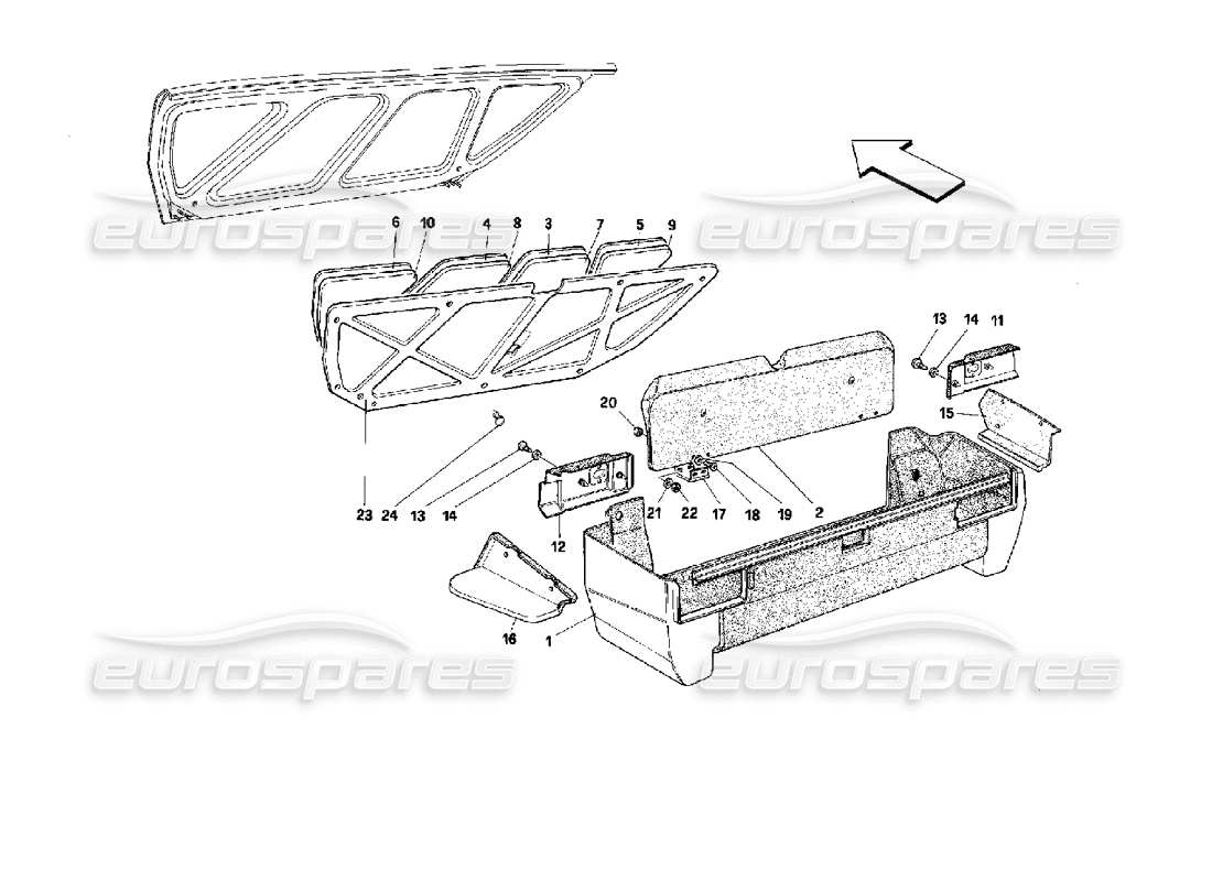un diagrama de piezas del catálogo de piezas Ferrari Mondial 3.4 t Coupé/Cabrio