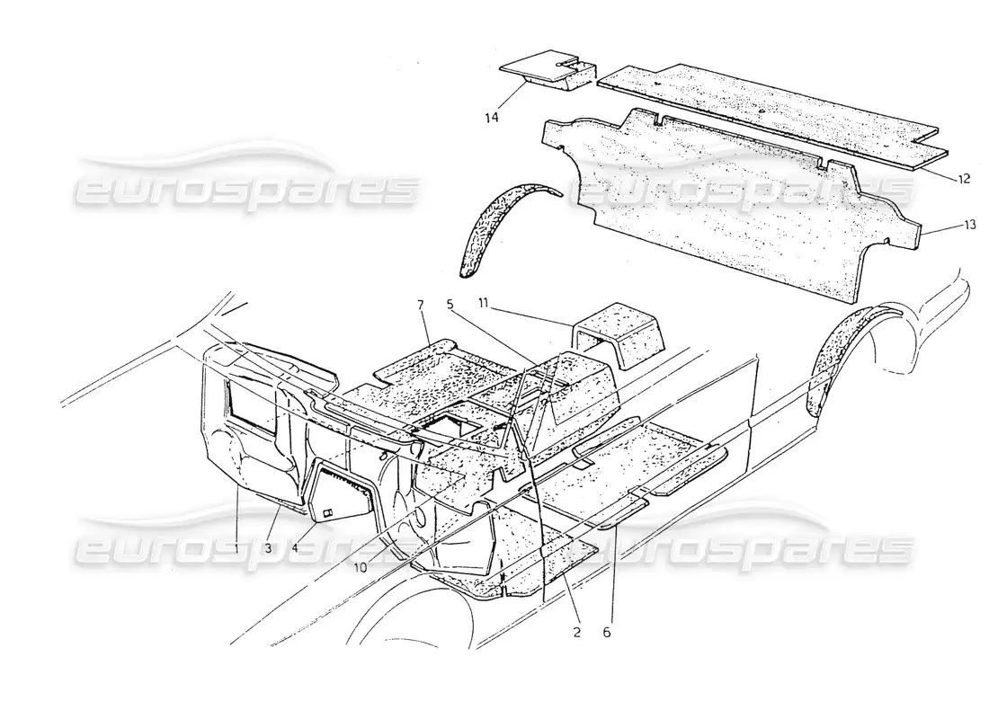 maserati 418 / 4.24v / 430 aislamiento del habitáculo diagrama de piezas