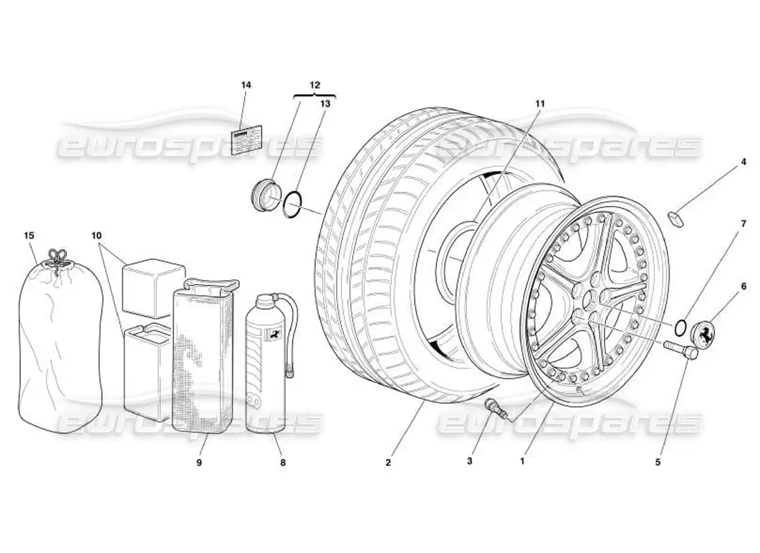 ferrari 550 barchetta ruedas diagrama de piezas