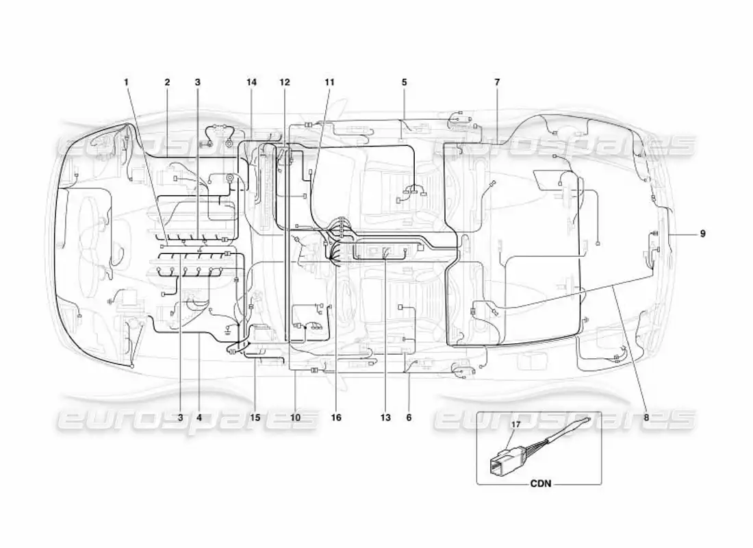 ferrari 550 barchetta sistema eléctrico diagrama de piezas