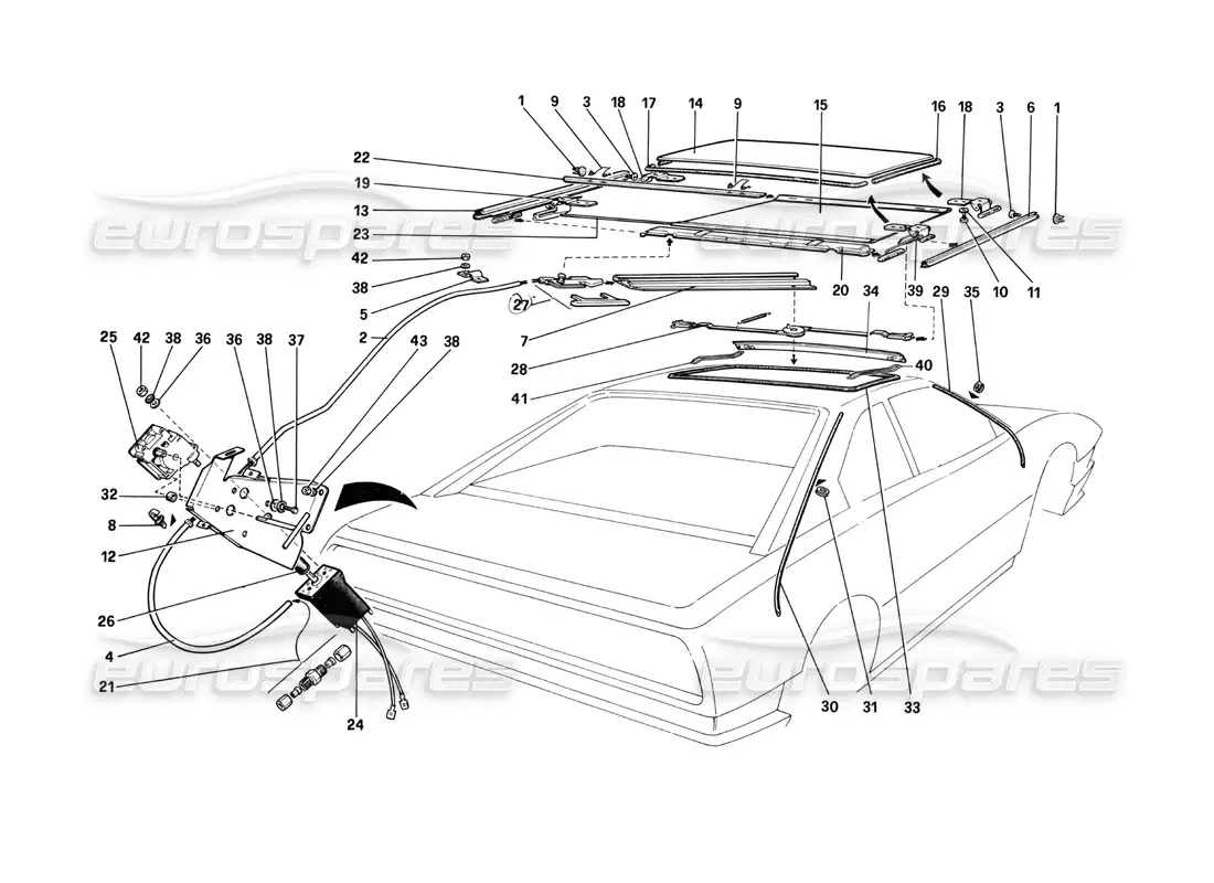 ferrari mondial 3.0 qv (1984) techo corredizo - quattrovalvole diagrama de piezas