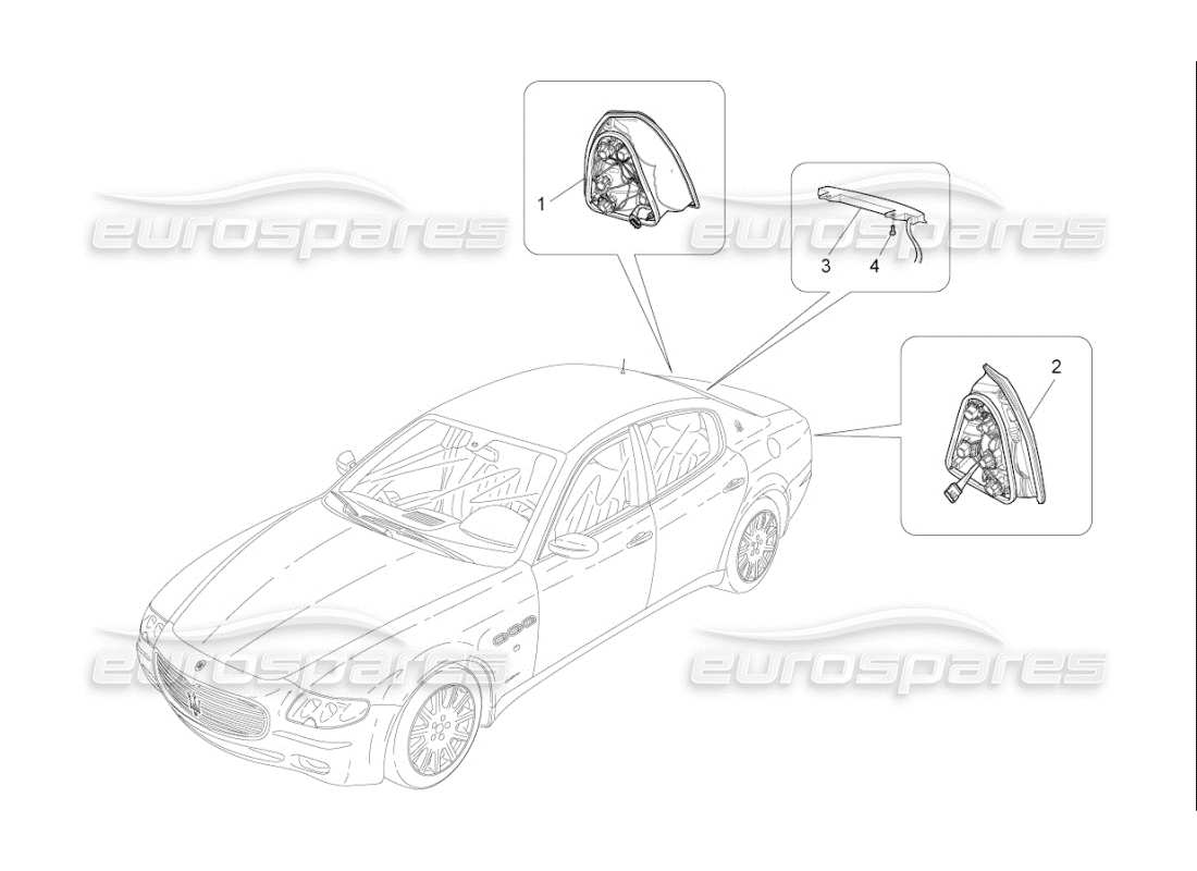 maserati qtp. (2008) 4.2 auto diagrama de piezas de los grupos de luces traseras