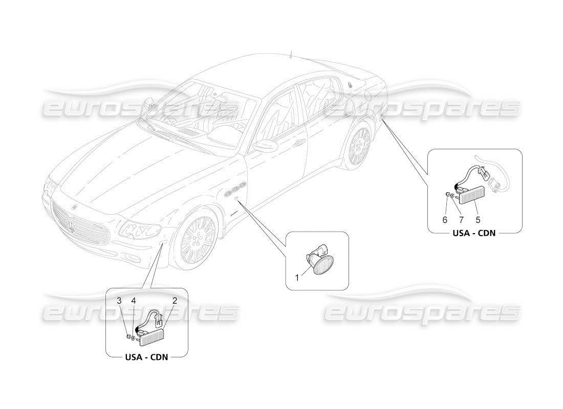 maserati qtp. (2010) 4.2 auto diagrama de piezas de los grupos de luces laterales