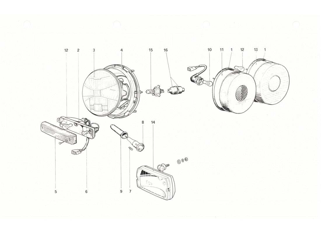 ferrari 208 gtb gts diagrama de piezas de luces