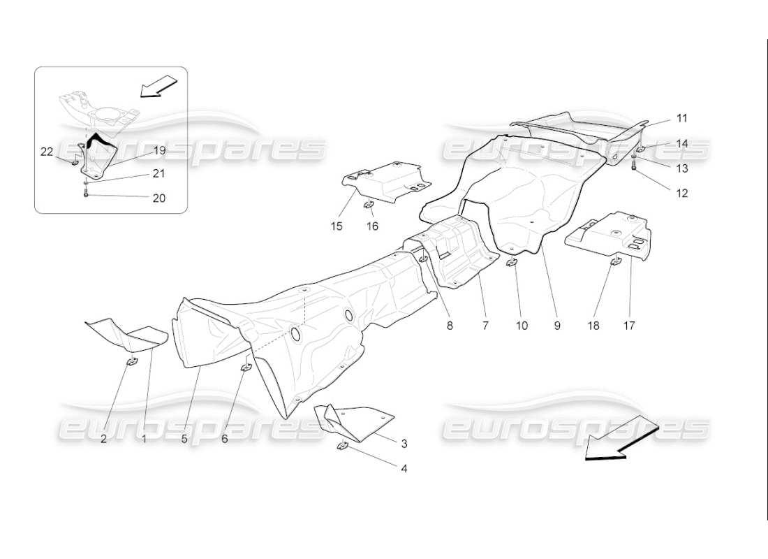 maserati qtp. (2009) 4.7 auto paneles aislantes térmicos en el interior del diagrama de piezas del vehículo