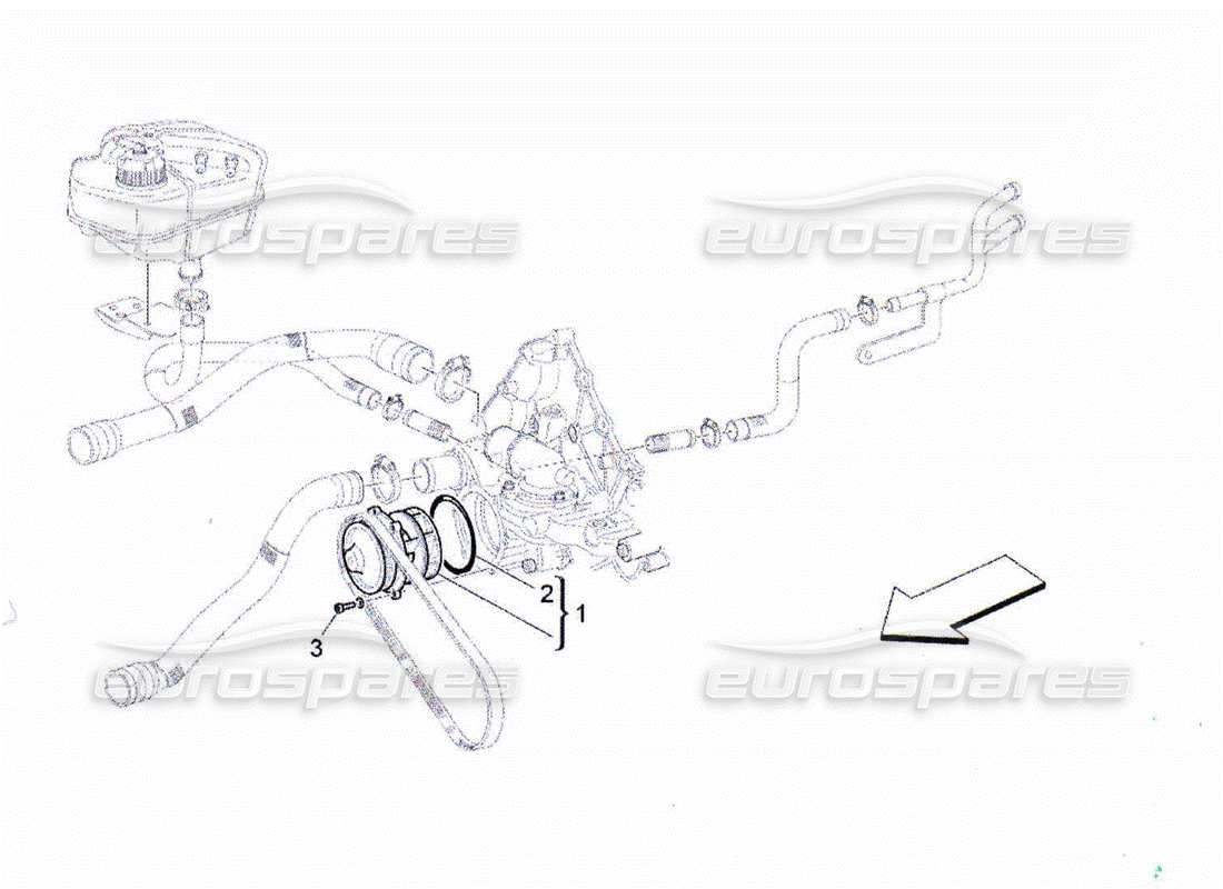 maserati qtp. (2010) 4.2 sistema de enfriamiento: bomba de agua diagrama de piezas