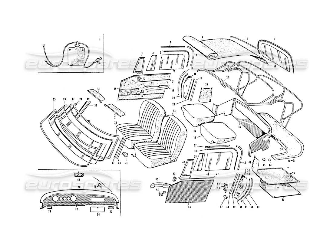 maserati 3500 gt decoraciones interiores vignale diagrama de piezas