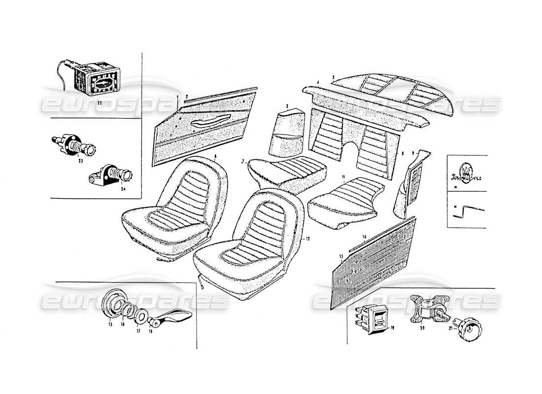 maserati 3500 gt equipamiento interior gti diagrama de piezas