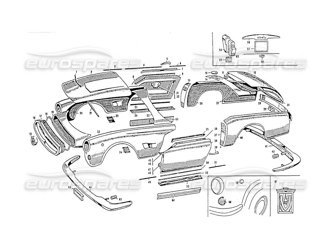 maserati 3500 gt diagrama de partes del cuerpo de vignale