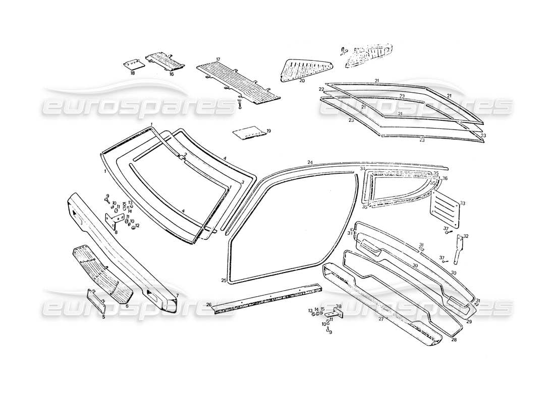 maserati khamsin parachoques y gafas diagrama de piezas