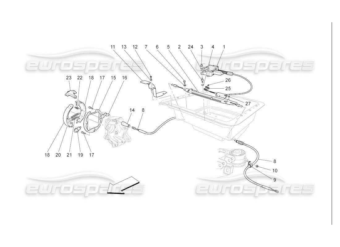 maserati qtp. (2007) 4.2 auto diagrama de piezas del freno de mano