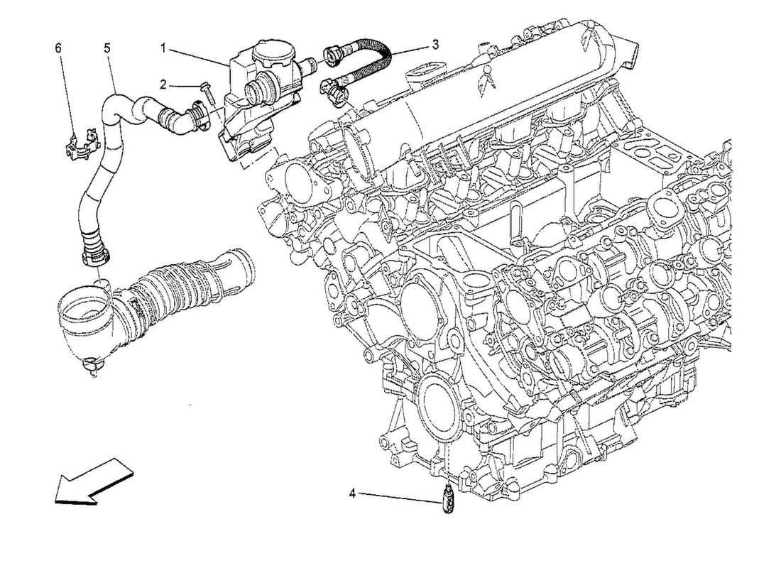 maserati qtp. v8 3.8 530bhp 2014 diagrama de piezas del sistema de recirculación de vapores de aceite