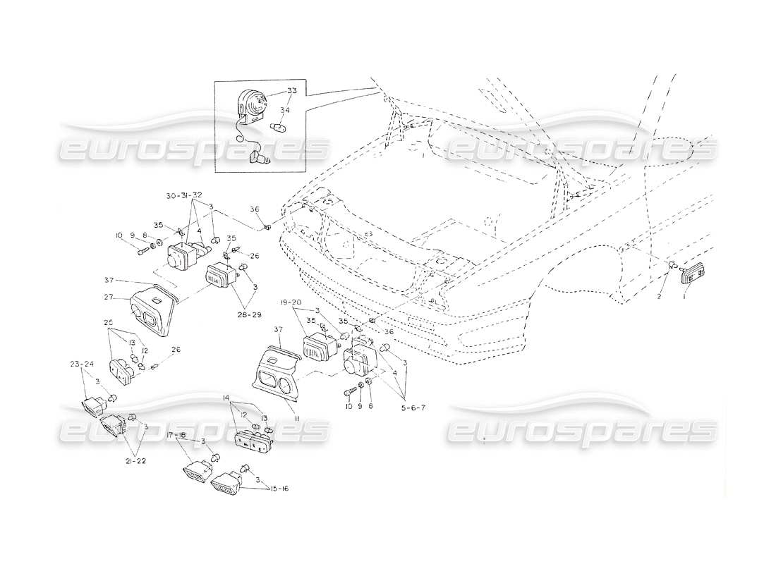 maserati shamal faros diagrama de piezas
