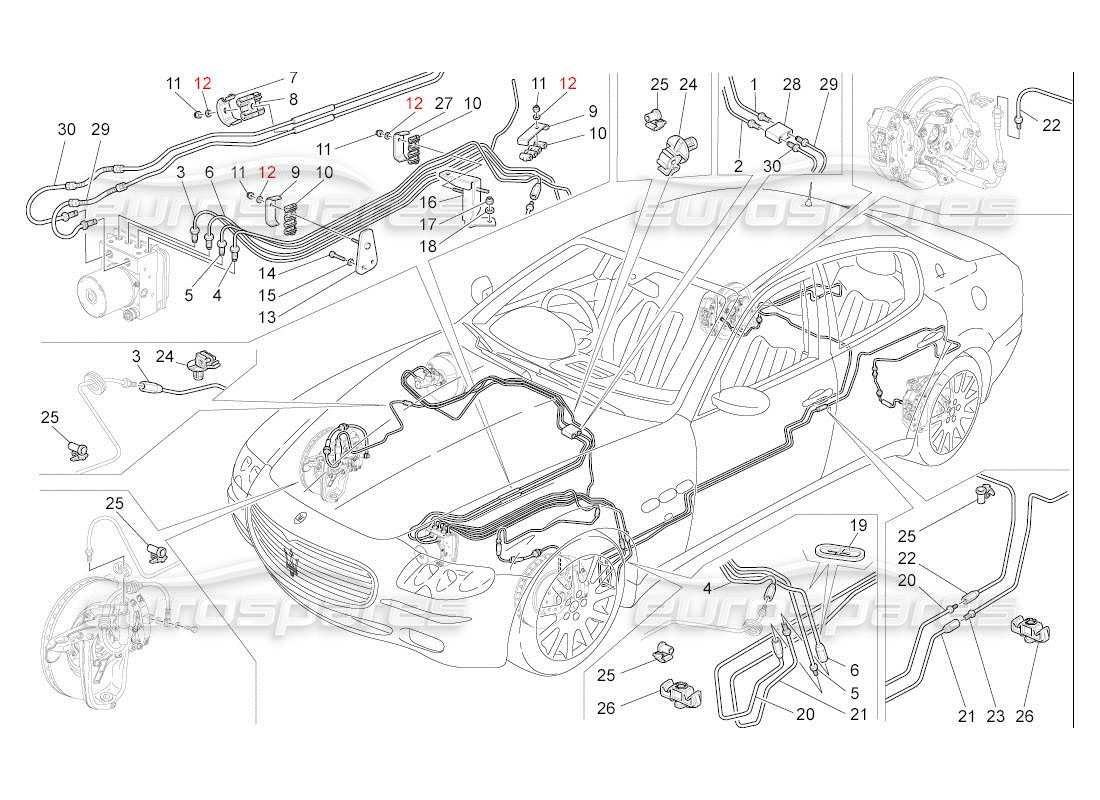 maserati qtp. (2007) 4.2 auto diagrama de partes de líneas