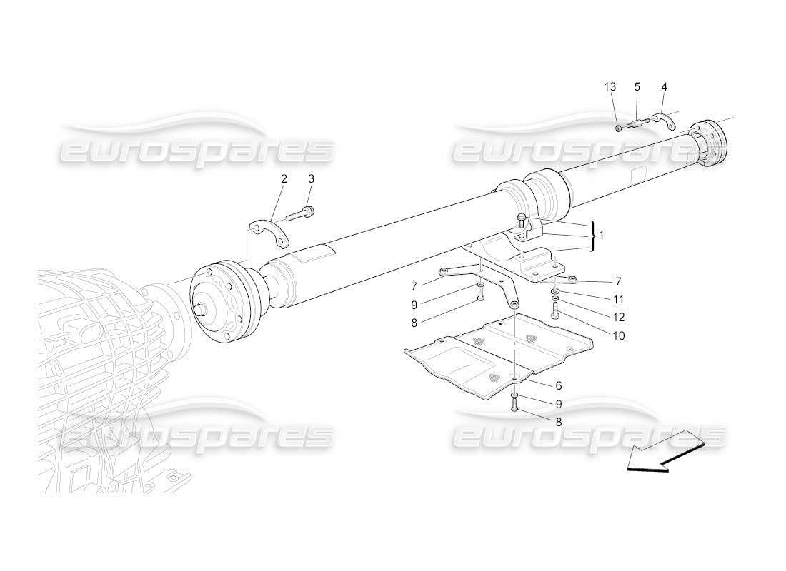 maserati qtp. (2010) 4.2 auto diagrama de piezas de tubería de transmisión