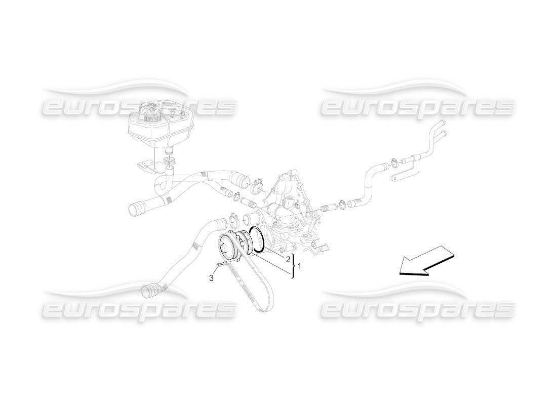 maserati qtp. (2010) 4.2 auto sistema de refrigeración: diagrama de piezas de la bomba de agua