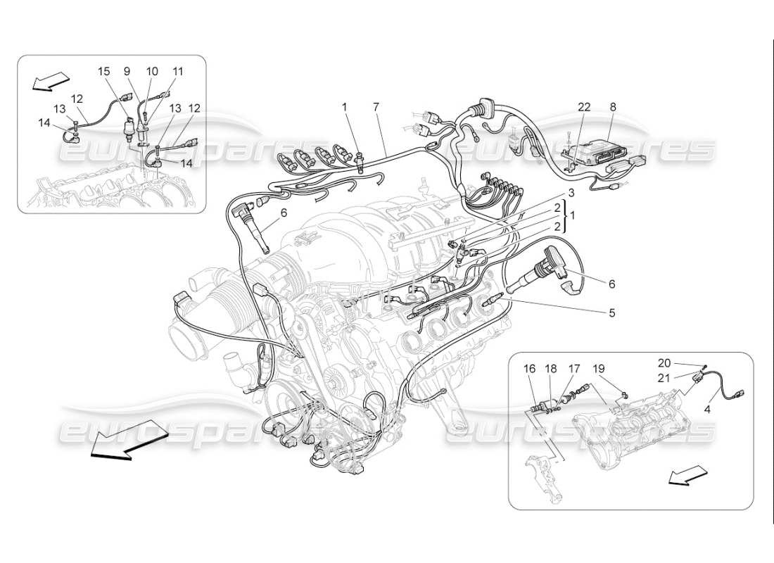 maserati qtp. (2007) 4.2 f1 control electrónico: diagrama de piezas de control de sincronización del motor y inyección