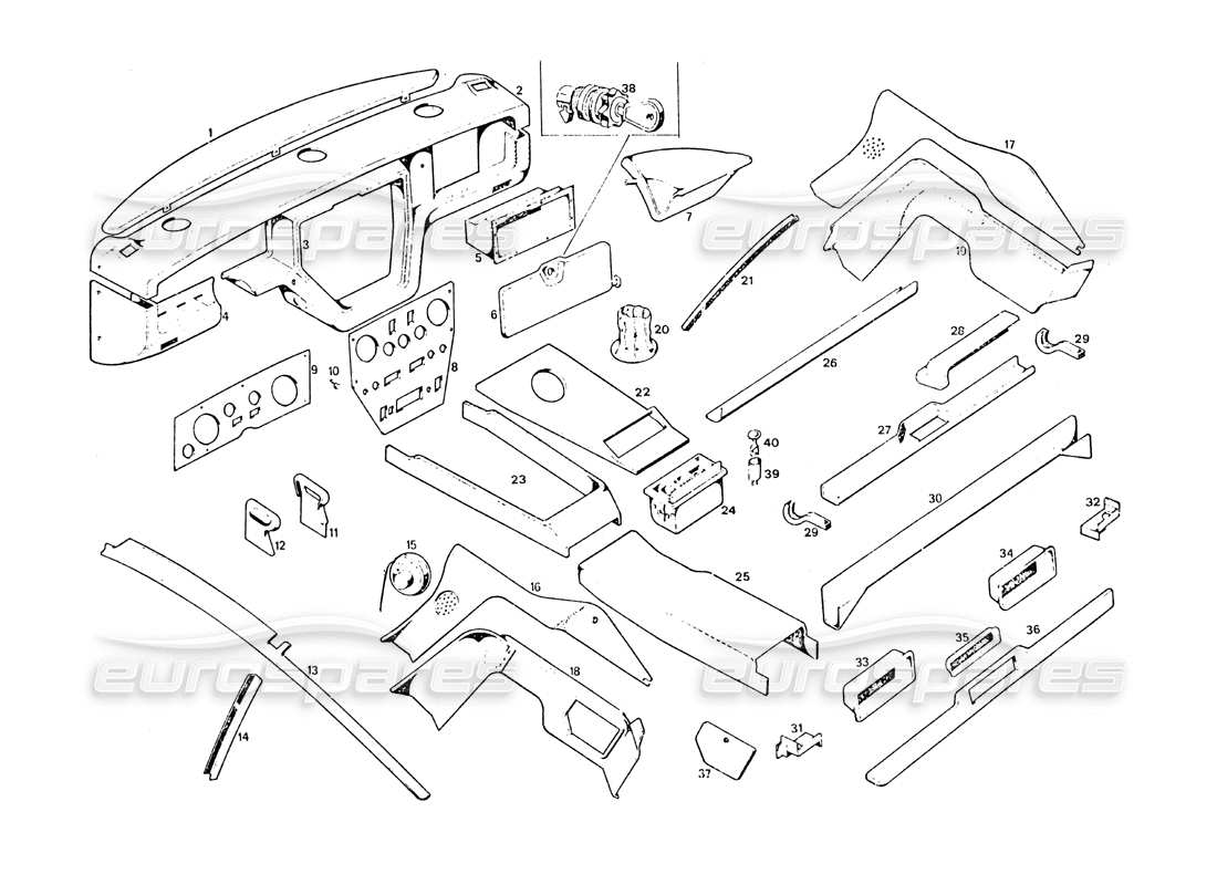 maserati khamsin tapicería interna diagrama de piezas