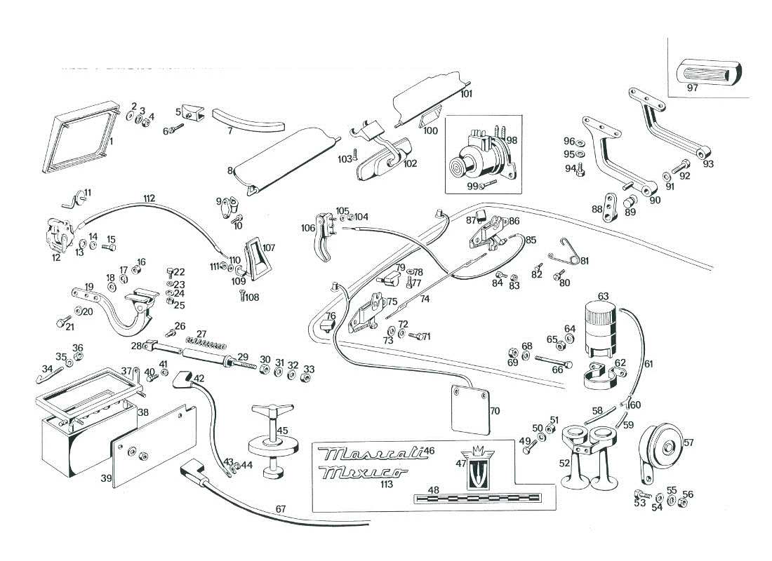 maserati mexico diagrama de piezas del compartimento del motor y del maletero