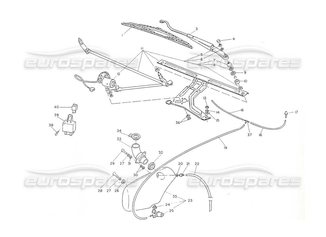 maserati shamal arandela y limpiaparabrisas diagrama de piezas