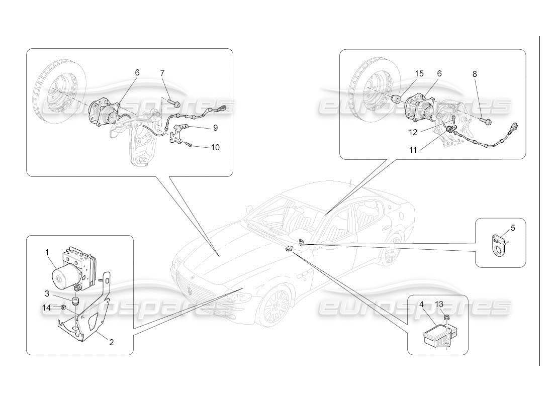 maserati qtp. (2007) 4.2 auto diagrama de piezas de los sistemas de control de frenado