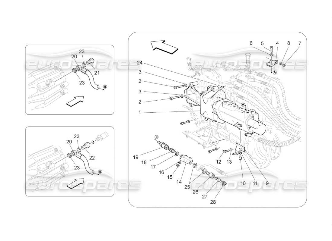 maserati qtp. (2007) 4.2 f1 piezas hidráulicas de accionamiento para diagrama de piezas de la caja de cambios f1