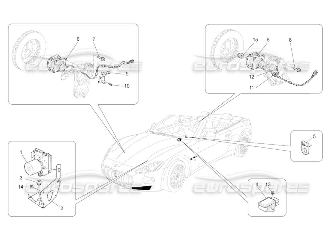 maserati grancabrio (2011) 4.7 diagrama de piezas de los sistemas de control de frenado