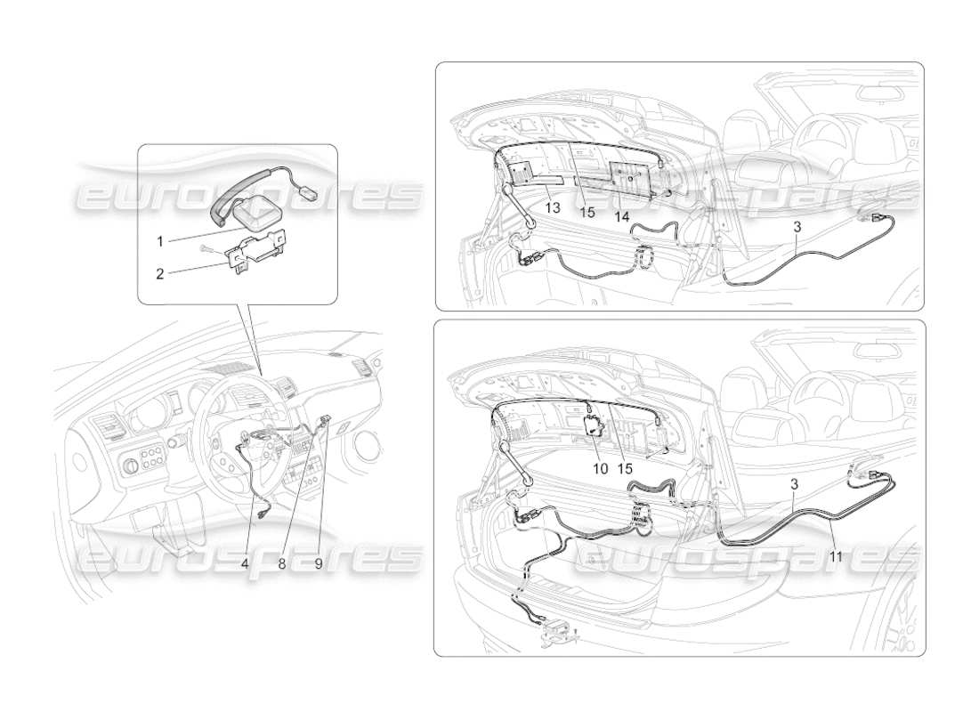 maserati grancabrio (2011) 4.7 diagrama de piezas del sistema de recepción y conexión