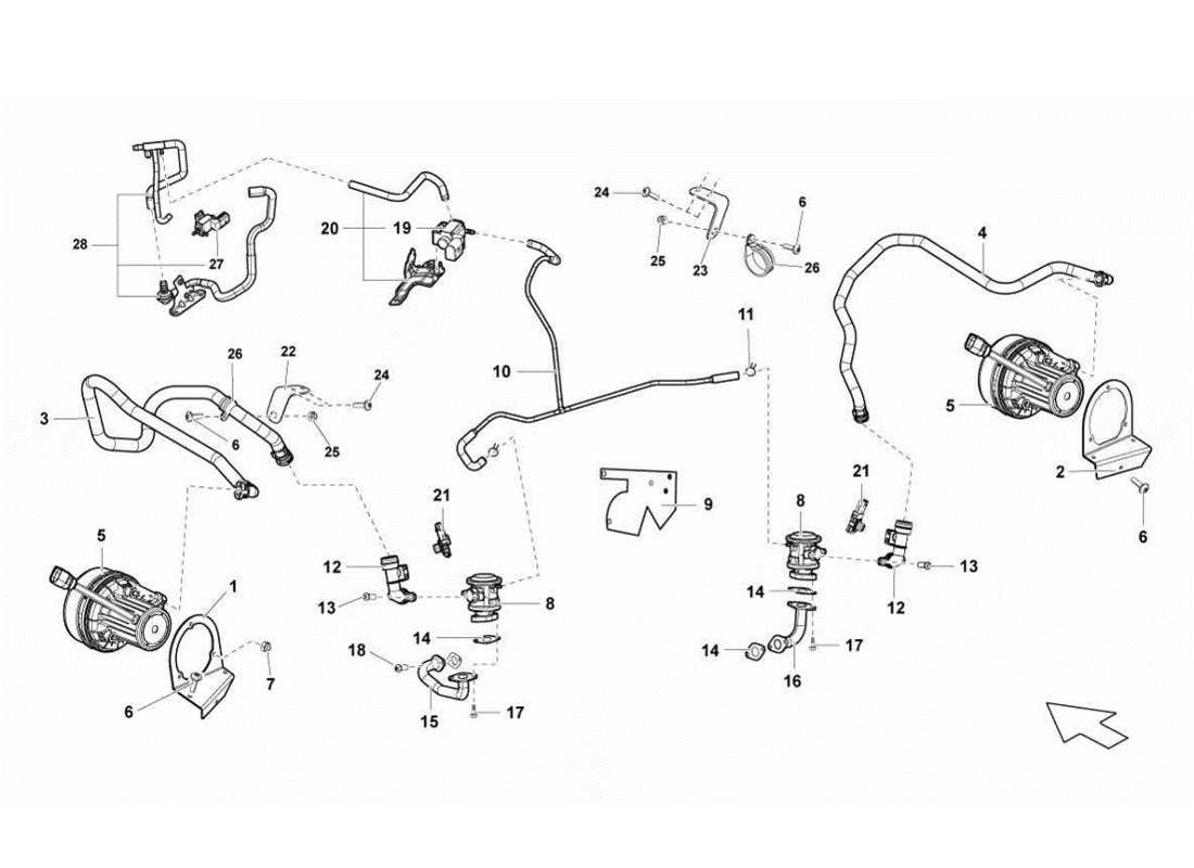 lamborghini gallardo lp570-4s perform sistema de aire secundario diagrama de piezas