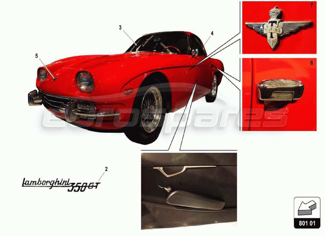lamborghini 350 gt diagrama de partes del cuerpo
