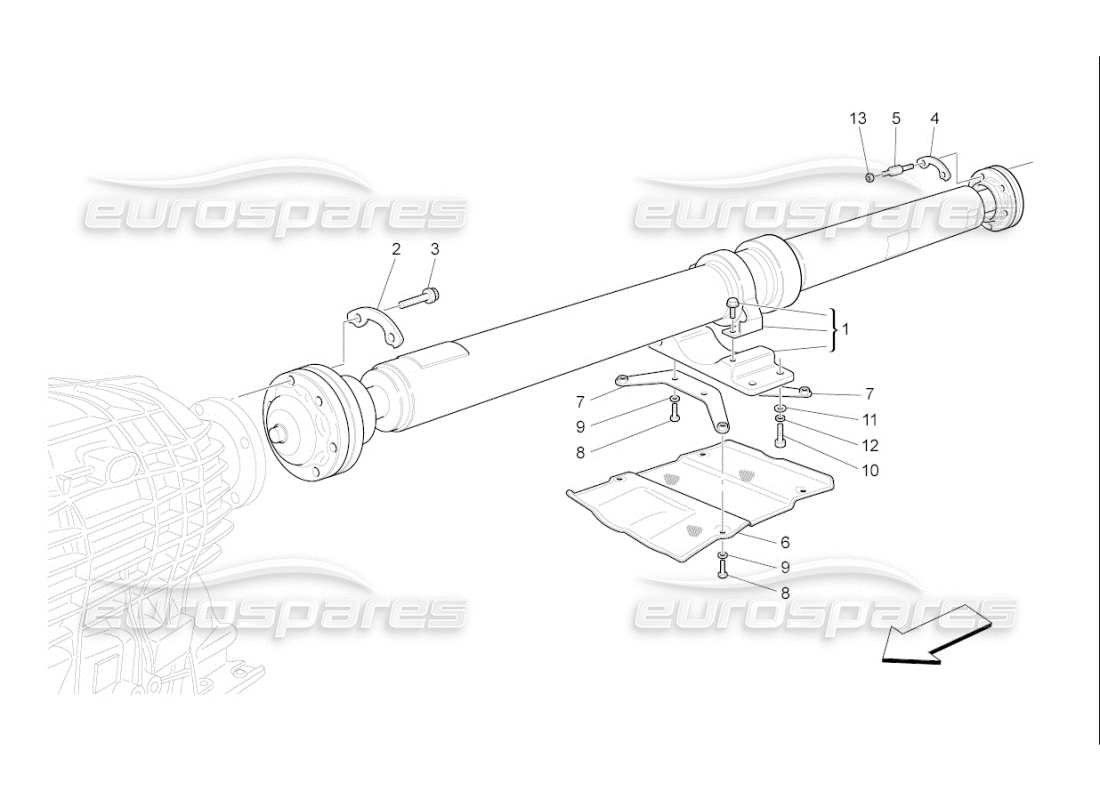 maserati qtp. (2008) 4.2 auto diagrama de piezas de tubería de transmisión