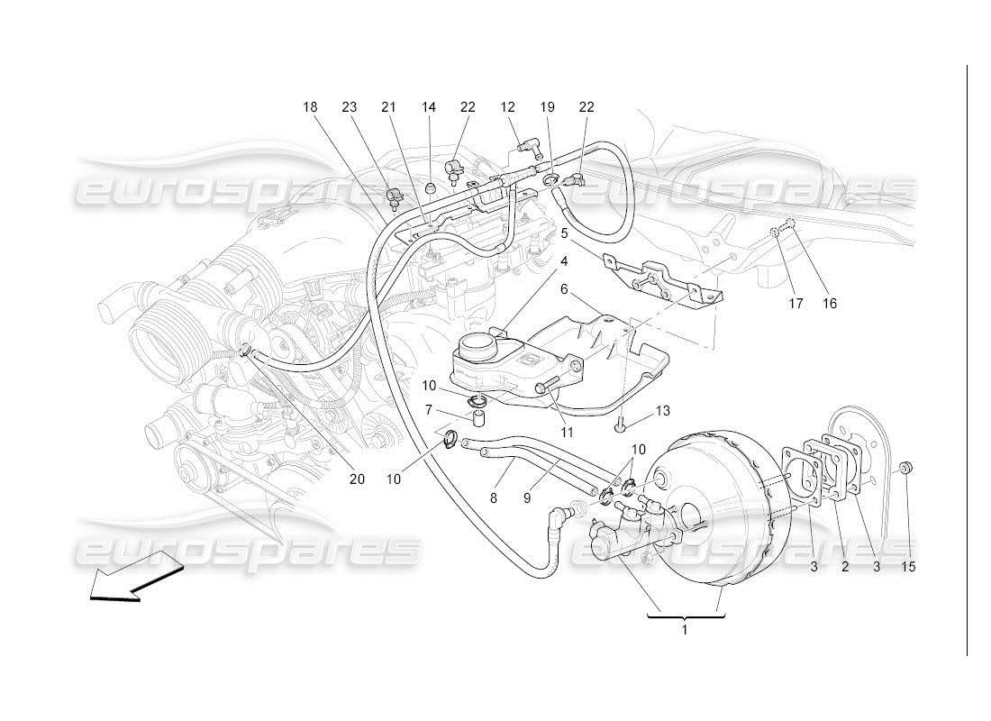 maserati qtp. (2007) 4.2 auto diagrama de piezas del servosistema de freno