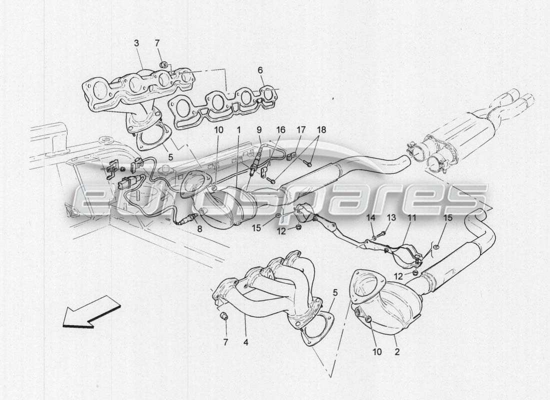 maserati grancabrio mc centenario diagrama de partes de precatalizadores y catalizadores