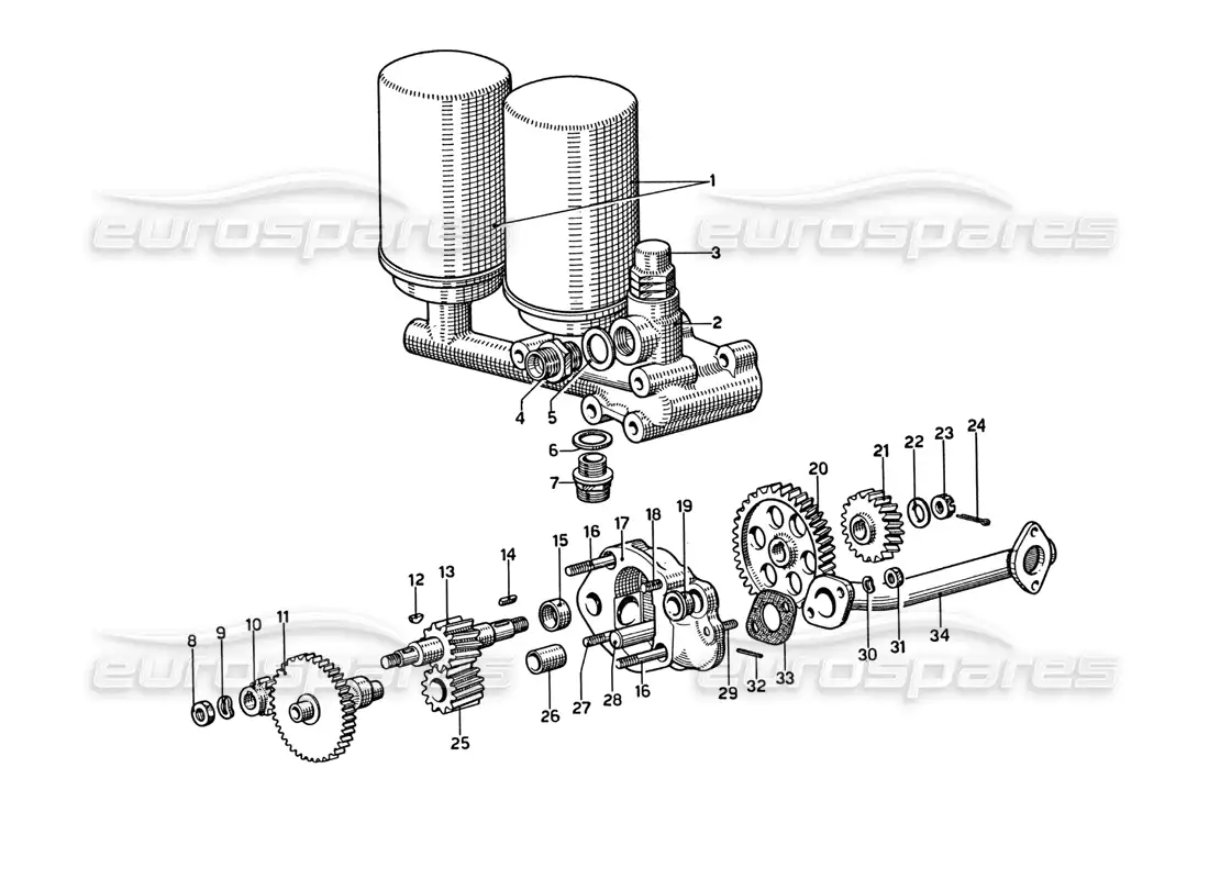 ferrari 275 gtb4 bomba de aceite y filtros diagrama de piezas